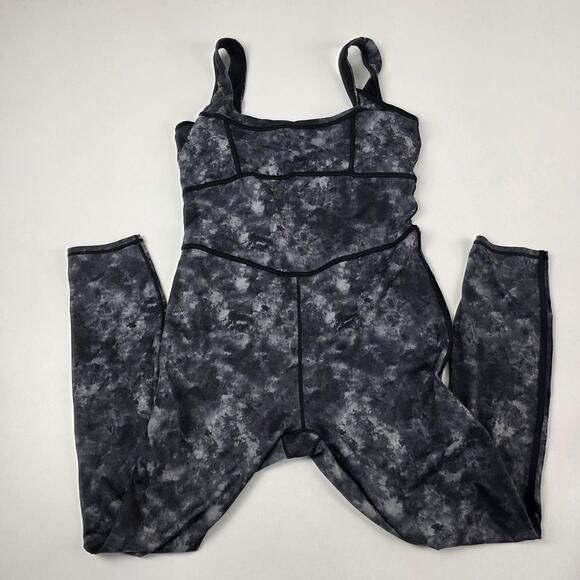 Fabletics Jumpsuit Womens XL Black Gray Tie Dye Yoga Workout One Piece Bodysuit - Picture 2 of 15